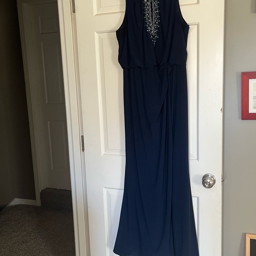 JS Boutique Navy Maxi Dress with Beaded Detail